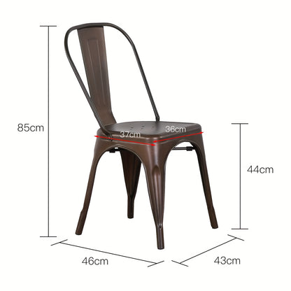 Barkrukken – Bistro Stoelen – Barstoelen – Keukenstoelen – Eetkamerstoelen – Set van 4 – Industrieel Design – Metalen Frame & Rugleuning – Zithoogte 44 cm – Stevig & Onderhoudsvriendelijk