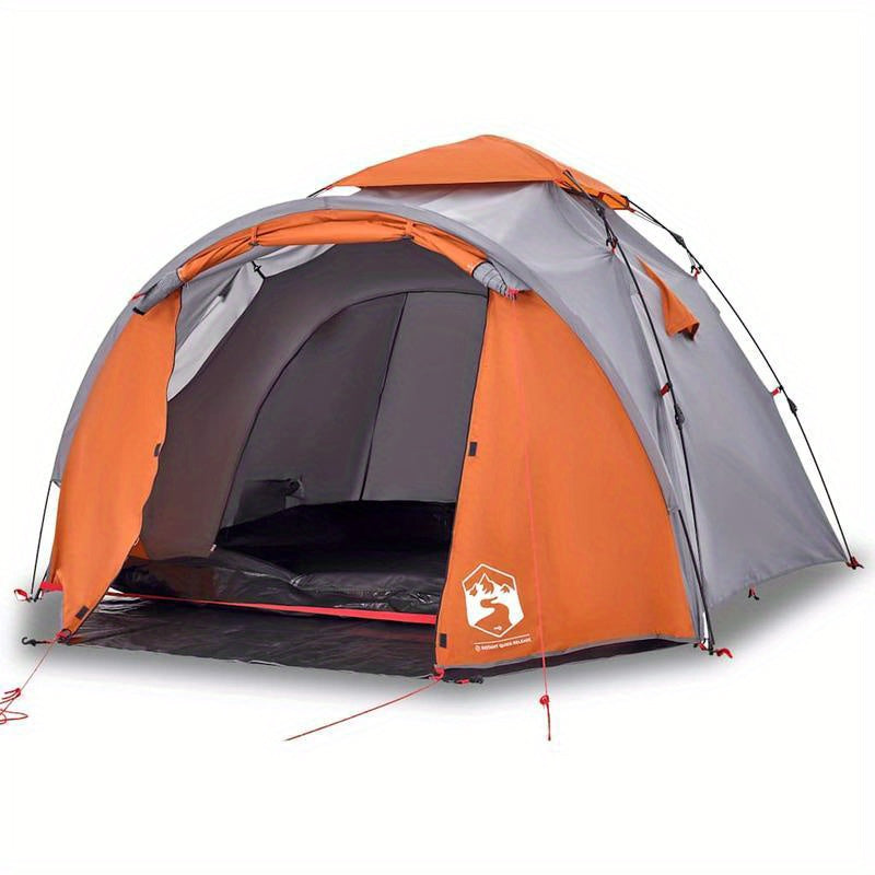 3-Persoons Campingtent – Familie Tent – Buitentent – Vriendentent – Festival Tent – Lichtgewicht Polyester – Snelle Haak-en-Loop Sluiting – Grijs/Oranje