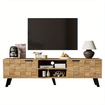 Modern TV Meubel – Tv Kast – Tv Stand – Entertainment Meubel – Woonkamer Kast – 160 cm Breed – 2 Deuren en 2 Open Vakken – Zwart Bruin Wit
