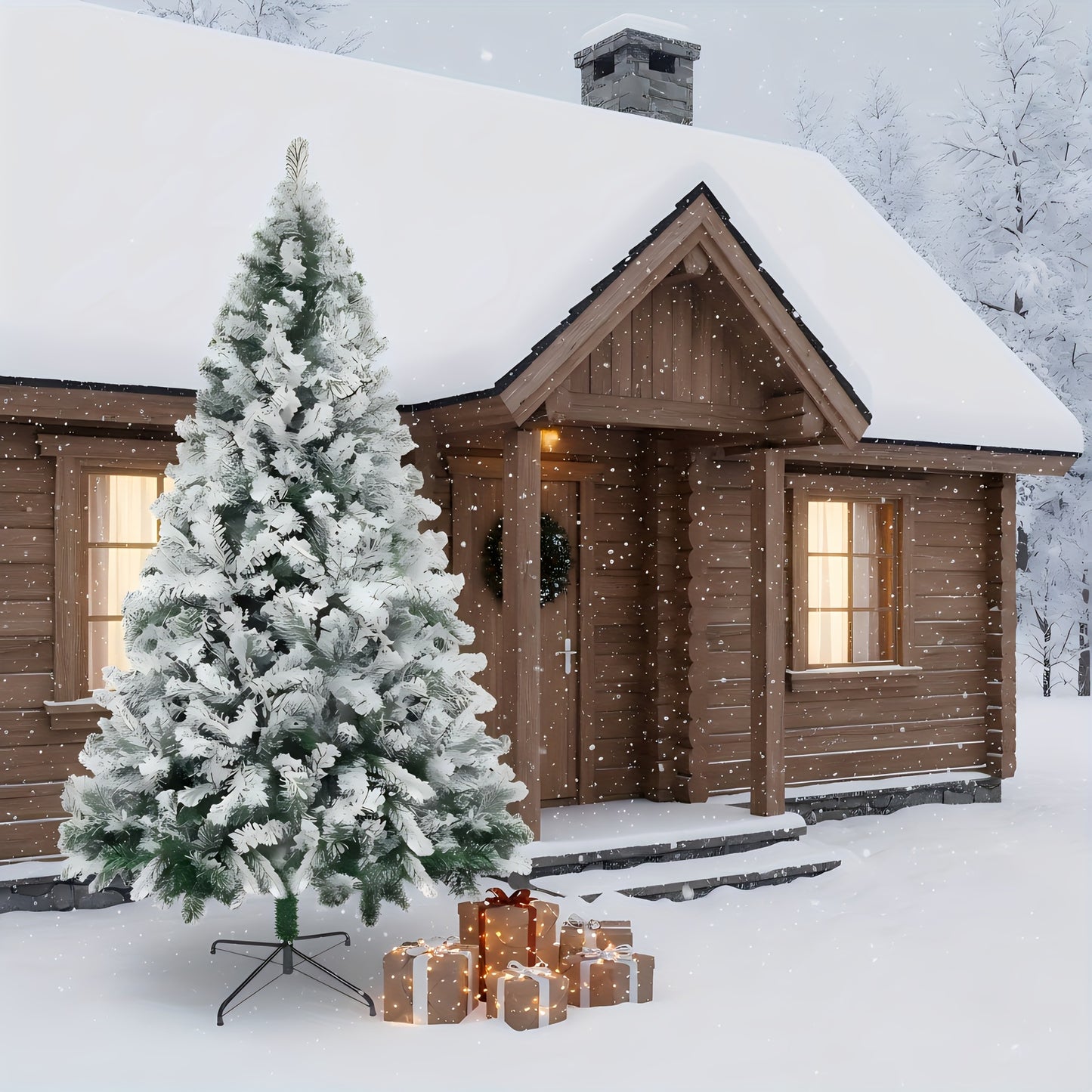 Kunstkerstboom – Kunstboom – Kerstboom Met Sneeuwvlokken – Nepspar – Flocked Kerstboom – 210 cm Hoog – Duurzaam PVC Met Inklapbare Metalen Stand