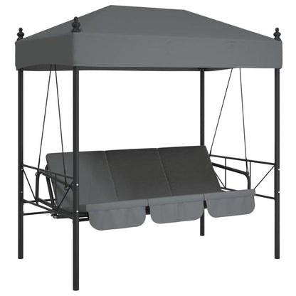 Hollywood Schommelstoel – Hangstoel – Porch Swing – Tuinbank – Schommelbank – Antraciet Grijs – Gepoedercoat Stalen Frame – Weerbestendig & Comfortabel Zitvlak