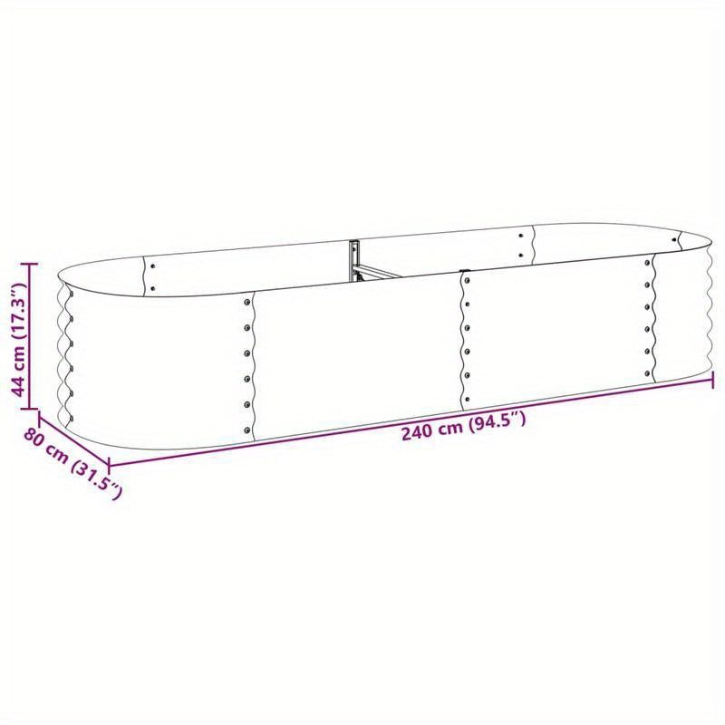 Raised Planter Box 240X80X44 Cm Made of Galvanized Gray Steel
