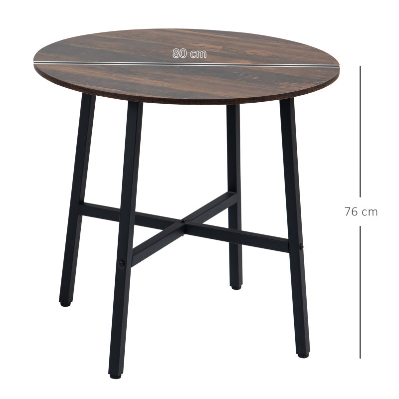 HOMCOM Dining Table | Kitchen Table for 4 People, Living Room Table for Dining Room, Steel Brown, 80 x 80 x 76 cm, Vintage Style, Sled Base