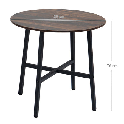 HOMCOM Dining Table | Kitchen Table for 4 People, Living Room Table for Dining Room, Steel Brown, 80 x 80 x 76 cm, Vintage Style, Sled Base