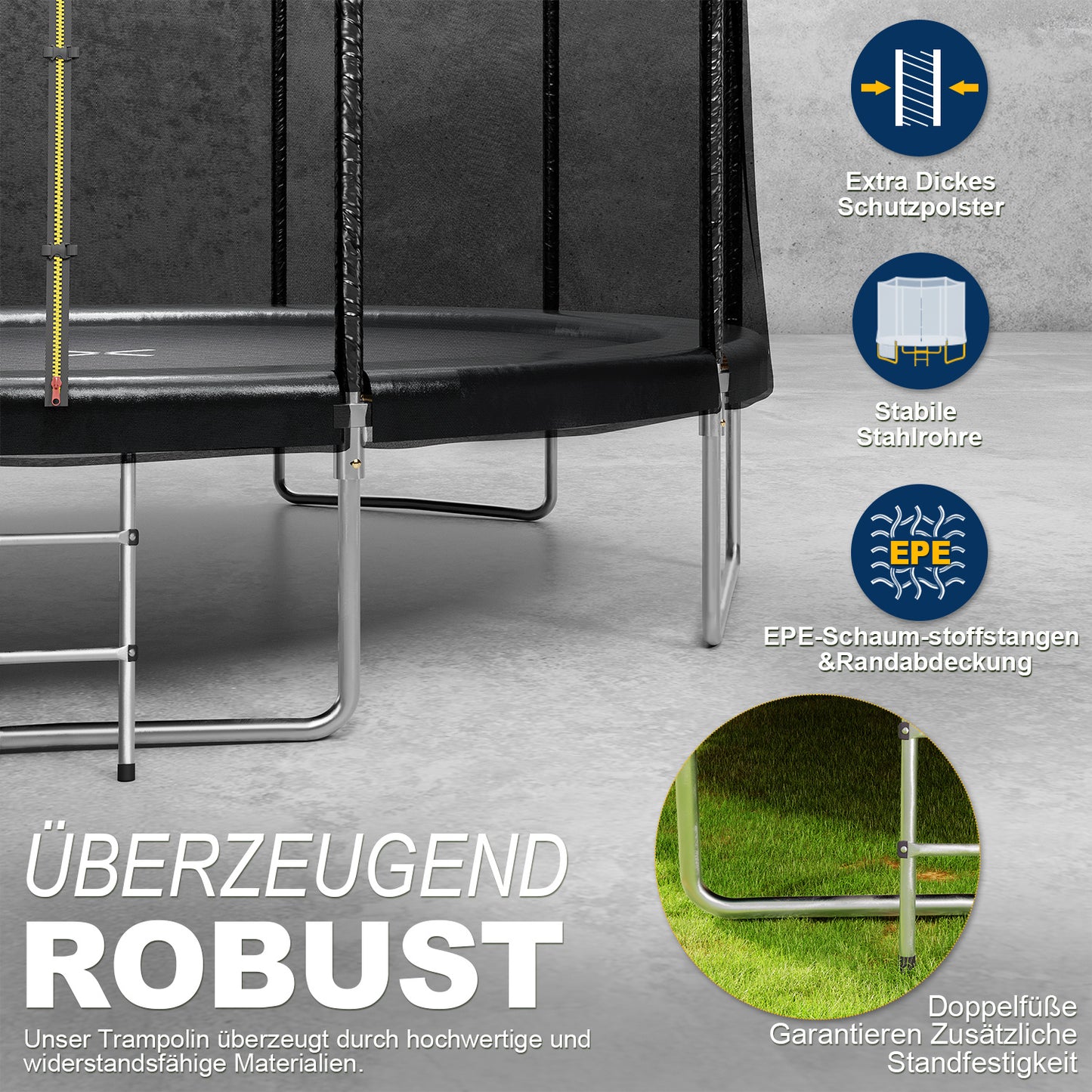 Trampoline – Springkussen – Springplank – Mini Trampoline – Tuintrampoline – 366cm Diameter – TUV Rheinland GS Certificaat – Compleet Veiligheidssysteem