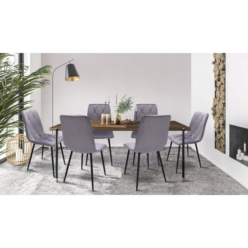 Eetkamerstoel – Stoel – Kuipstoel – Designstoel – Set van 4 – Velours Bekleding – Met Metalen Poten – Zithoogte 47 cm – Max. Draagkracht 130 kg