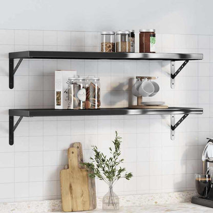 Wandplank – Wandrek – Boekenplank – Muurplank – Zwevende Plank – Roestvrij Staal – 100x30x3 cm – Zwarte Coating – Maximale Draagkracht 50 kg