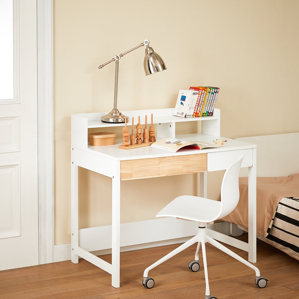 Bureau – Computerbureau – Studeertafel – Werktafel – Schrijftafel – Compact 100x59x95 cm – Met 1 Plank en 2 Lades