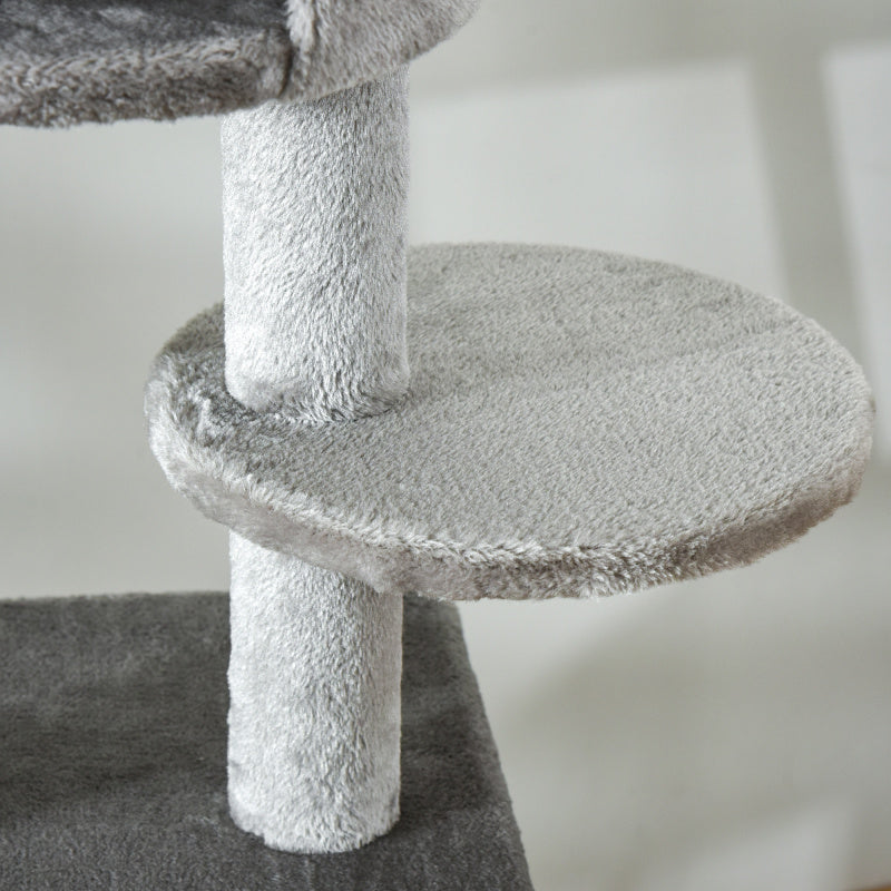 Krabpaal – Krabmeubel – Kattenpaal – Klimpaal – Krabton – Extra Hoog 225,5 cm – Verstelbare Hoogte – Stevige Basis – Lichtgrijs – Ruimtebesparend Design – Met Sisal Krabvlakken – Speeltoestellen