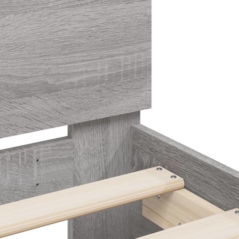 Modern Minimalist Bed Frame with Headboard - Heavy-Duty Hardwood Construction, Easy Assembly, Tool-Free Setup, Space-Saving Design - for Small to Large Bedrooms - Grigio Sonoma (90x200cm/35x79") - Neutral Modern Bedroom Furni