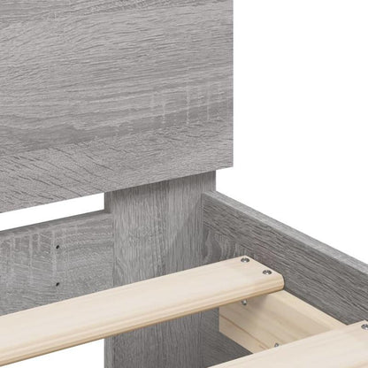 Modern Minimalist Bed Frame with Headboard - Heavy-Duty Hardwood Construction, Easy Assembly, Tool-Free Setup, Space-Saving Design - for Small to Large Bedrooms - Grigio Sonoma (90x200cm/35x79") - Neutral Modern Bedroom Furni