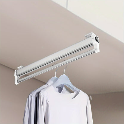 Adjustable Hanging Sliding Rail Clothing Rack with Heavy-Duty Carbon Frame - Extends 53.34-109.22 cm Length, 55 Weight Capacity Wardrobe System for Hanging Pants, Skirts, Scarves - Space-Saving Vertical Storage Organizer