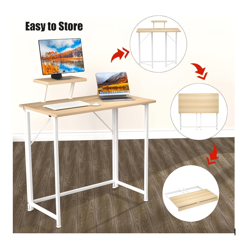 Bureau – Computertafel – Werkplek – Schrijftafel – Inklapbaar – Ergonomisch Met Monitorstandaard – Compact 80x45x74 cm – Stevig Metalen Frame