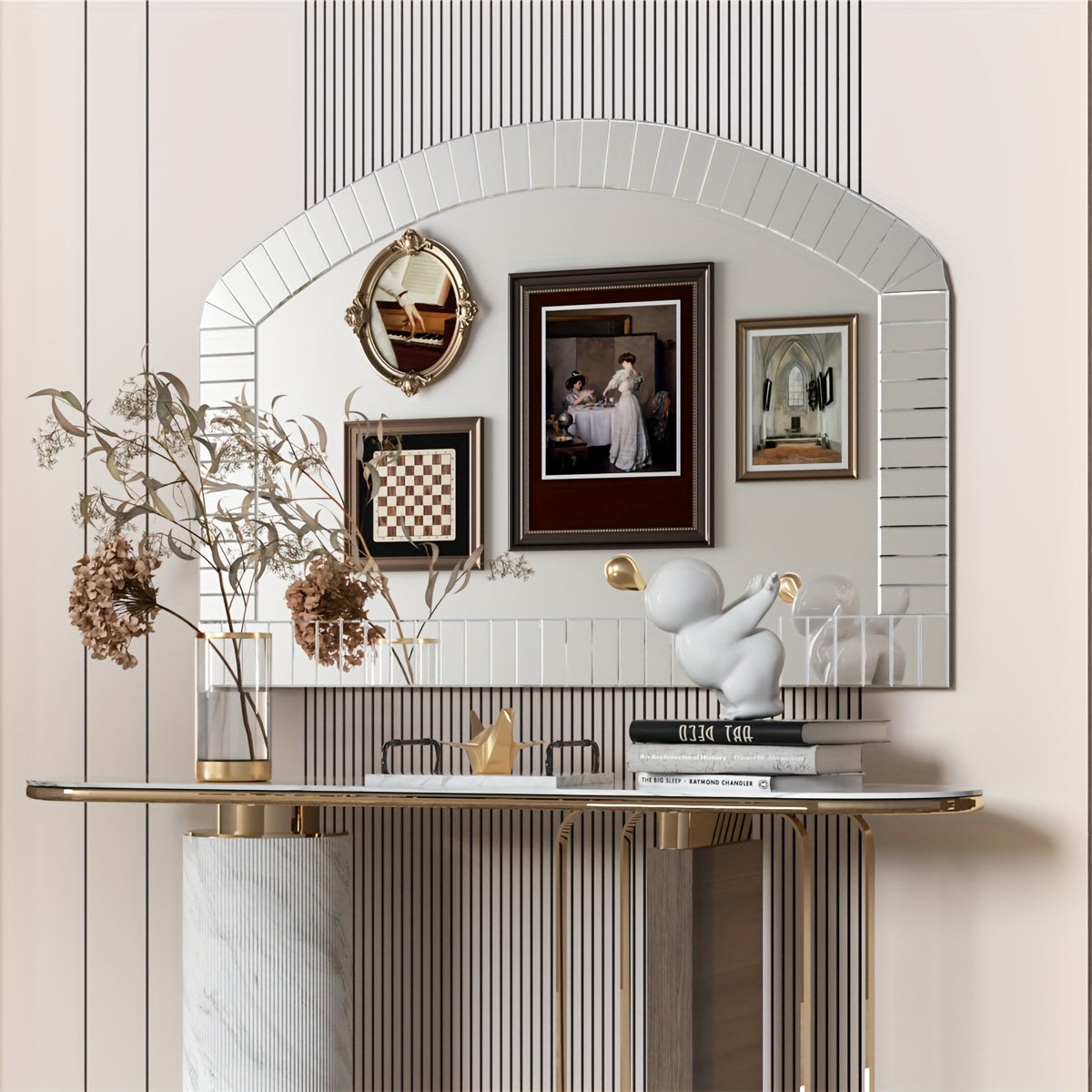 Boogvormige Wandspiegel – Wandspiegel – Spiegel – Decoratieve Spiegel – Luxe Spiegel – 100x70 cm – Bevelelde Glaskant – Zilverkleurig Frame