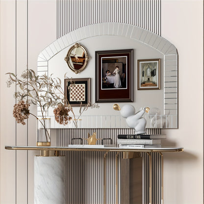 Boogvormige Wandspiegel – Wandspiegel – Spiegel – Decoratieve Spiegel – Luxe Spiegel – 100x70 cm – Bevelelde Glaskant – Zilverkleurig Frame