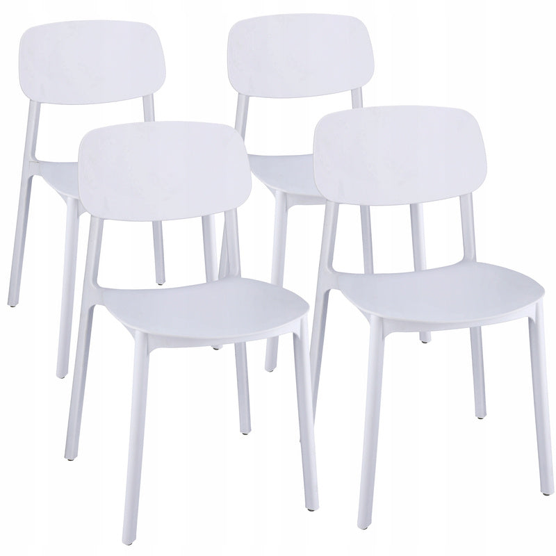 Eetkamerstoel – Kuipstoel – Stoel – Zithoekstoel – Designstoel – Set van 4 – Duurzaam polypropyleen – Weerbestendig wit