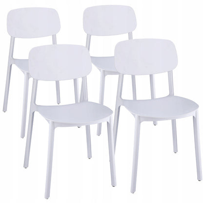 Eetkamerstoel – Kuipstoel – Stoel – Zithoekstoel – Designstoel – Set van 4 – Duurzaam polypropyleen – Weerbestendig wit