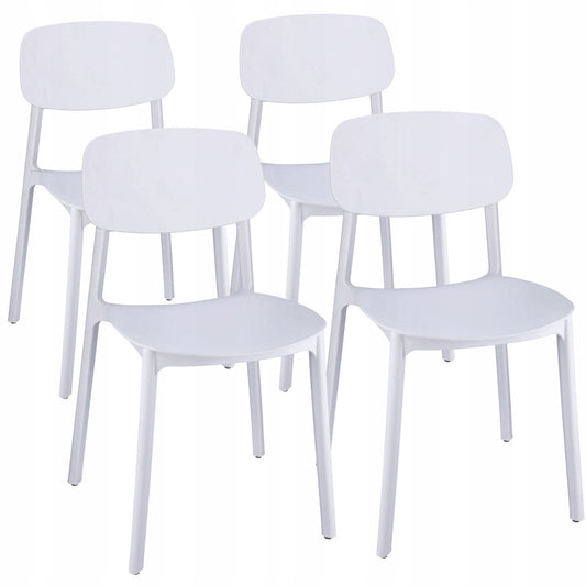 Eetkamerstoel – Kuipstoel – Stoel – Zithoekstoel – Designstoel – Set van 4 – Duurzaam polypropyleen – Weerbestendig wit