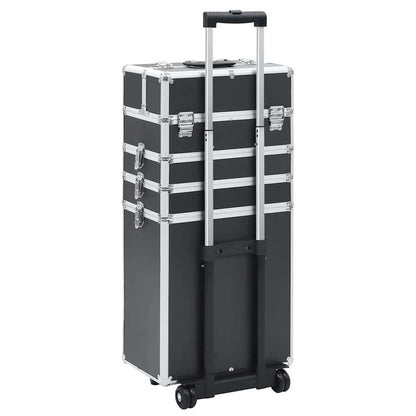 Make-up Organizer – Make-up Opberger – Cosmetica Opbergdoos – Skincare Organizer – Make-up Organizer Opbergkast – Zwart – Stevig Aluminium & ABS – 4 Niveaus Met Uitbreidbare Planken