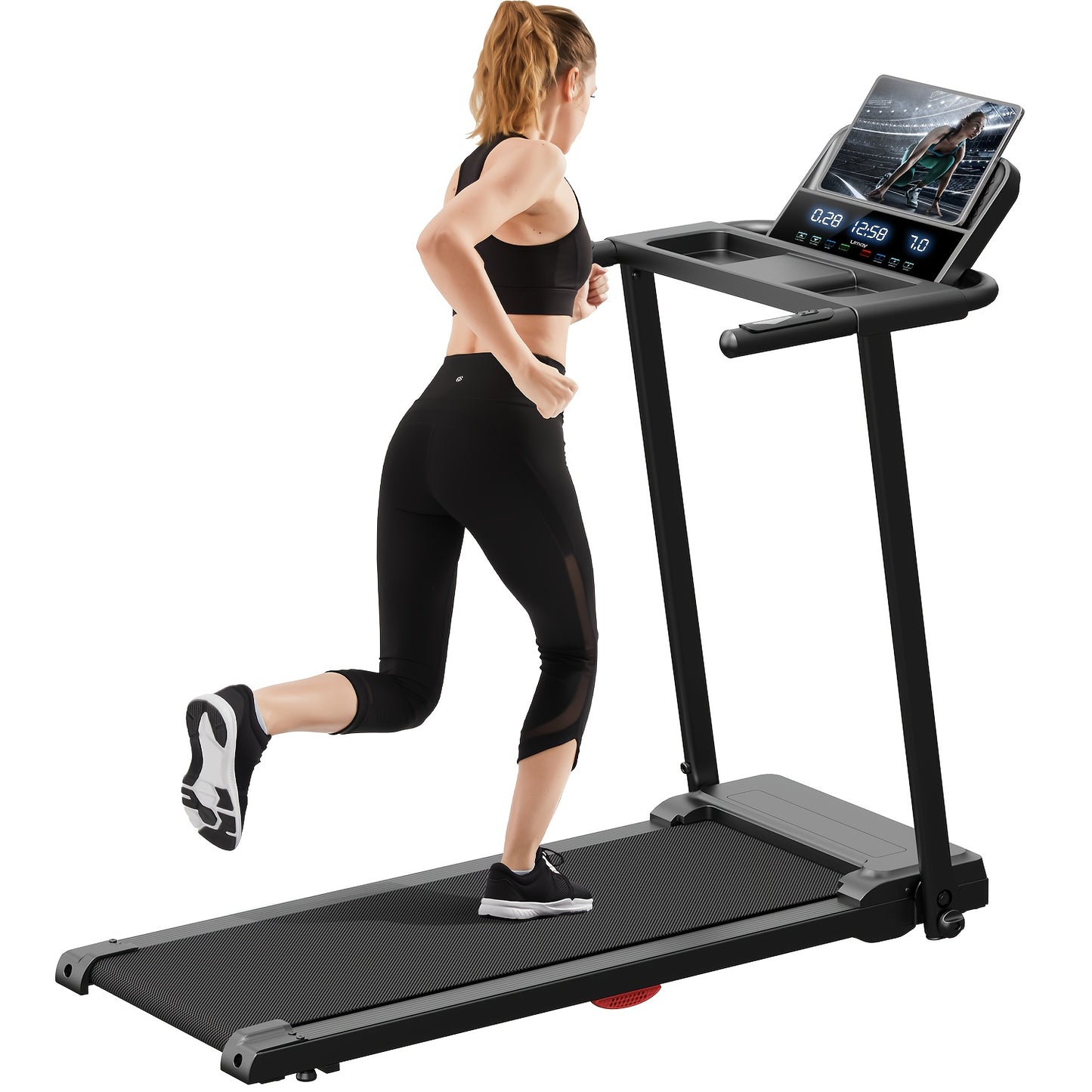 Loopband – Treadmill – Inklapbare Loopband – Loopband Voor Thuis – Opvouwbare Loopband – Compact Design – Dubbel Dempingssysteem – Max 120 kg – Zwart