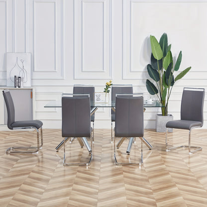 Cantilever Chair, Chrome-plated Metal Frame, Load Capacity Up to 120kg, Upholstered with Faux Leather Cover, Gray (set Of 4), Highcapacity Chair, Commercial Seating, Minimalist Chair, Sleek Furniture, Reinforced Seating, Cant