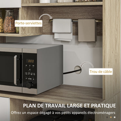 Keukenkast – Buffetkast – Opbergkast – Dressoir – Keukenbuffet – Modern Design – Verstelbare Planken – Kabelbeheer – 80x35x180 cm – Houtnerf Wit