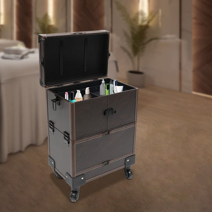 Makeup Trolley – Koffertrolley – Reistrolley – Kosmetische Koffer – Beauty Koffer – 6 Uittrekbare Trays – Stevig PU Materiaal