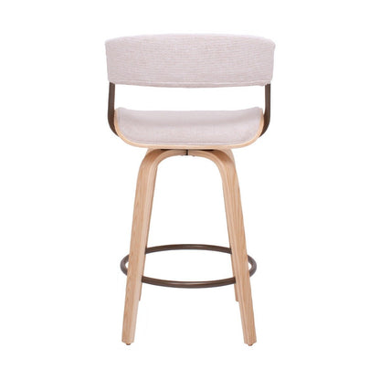 Barkrukken – Krukken – Barkruk Set – Barstoelen – Bistrostoelen – Set van 2 – Draaibaar Zitvlak – Multiplex Met Beige Stoffering