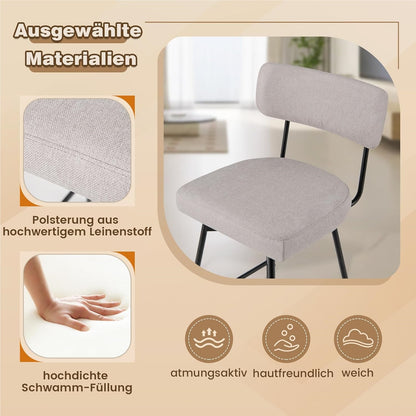 Barstoel – Barkruk – Keukenstoel – Barstoel Set – Barstoelen – Draaibaar 360° – Linnen Bekleding – Zithoogte 63,5 cm
