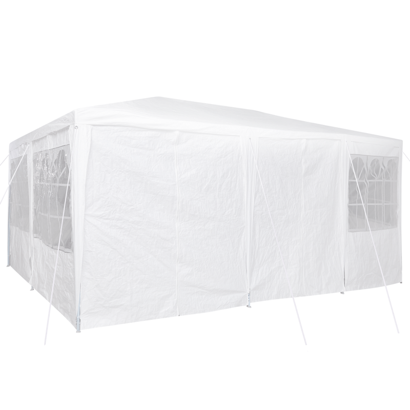 Partytent – Tuinpaviljoen – Feesttent – Paviljoen – Tuintent – 6x4m – Wit – 10 Zijwanden – Waterdicht PE – Weerbestendig Stevig Frame