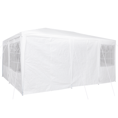 Partytent – Tuinpaviljoen – Feesttent – Paviljoen – Tuintent – 6x4m – Wit – 10 Zijwanden – Waterdicht PE – Weerbestendig Stevig Frame