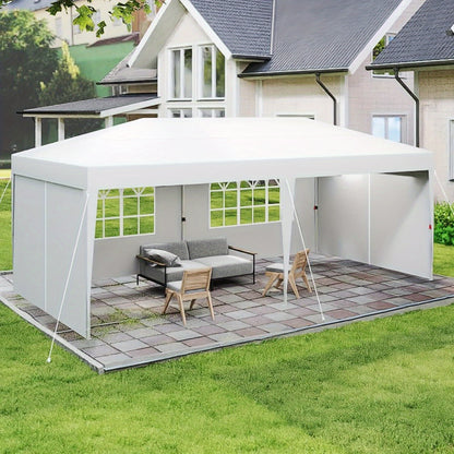 Partytent – Paviljoen – Tuinent – Feesttent – Opvouwbaar – 3x6 m – Waterafstotend Polyester – 4 Zijwanden Met Draagtas - Wit