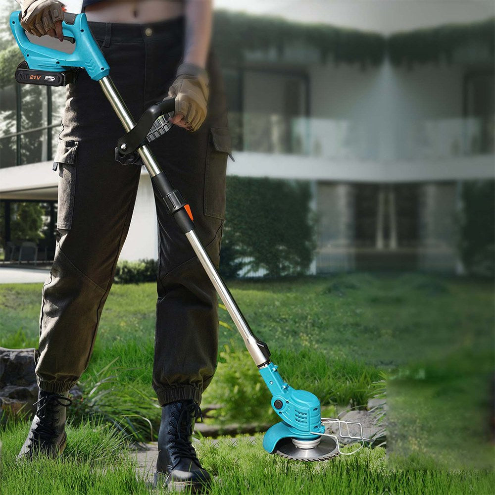 Accu Grasmaaier – Elektrische Grasmaaier – Lithium Grasmaaier – Snoerloze Grasmaaier – Tuinmaaier – 21V Met 2 Lithium Accu’s – Verstelbare Hoogte & Trainingswieltjes