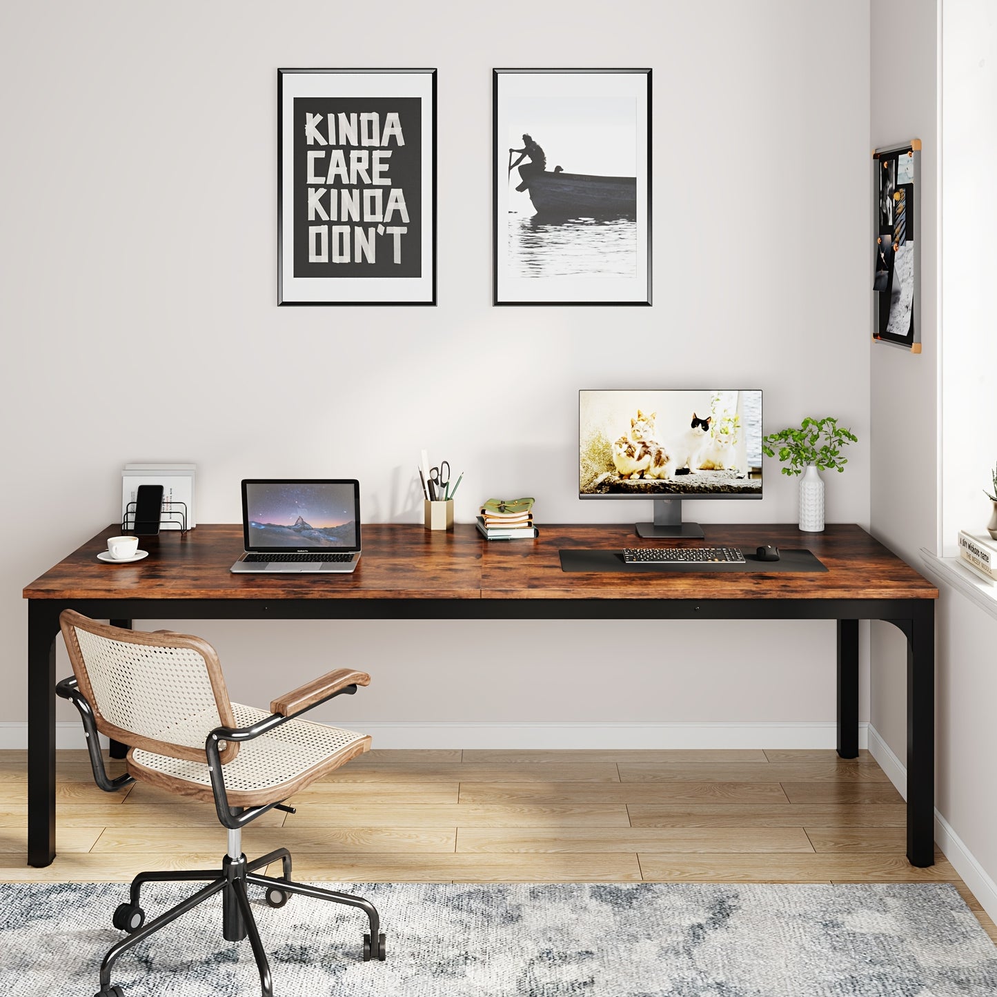 Extra Lange Eettafel – Tafel – Lunchtafel – Eetkamertafel – Dining Table – Bruin – 199,9 cm Lang – Massief Hout Met Uitbreidbaar Blad