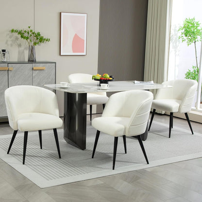 Bezoekersstoelen – Stoelen – Eetkamerstoelen – Bureaustoelen – Accentstoelen – Set Van 4 Wit – Gestoffeerd Met Capitonnés – Stevig Met Metalen Frame