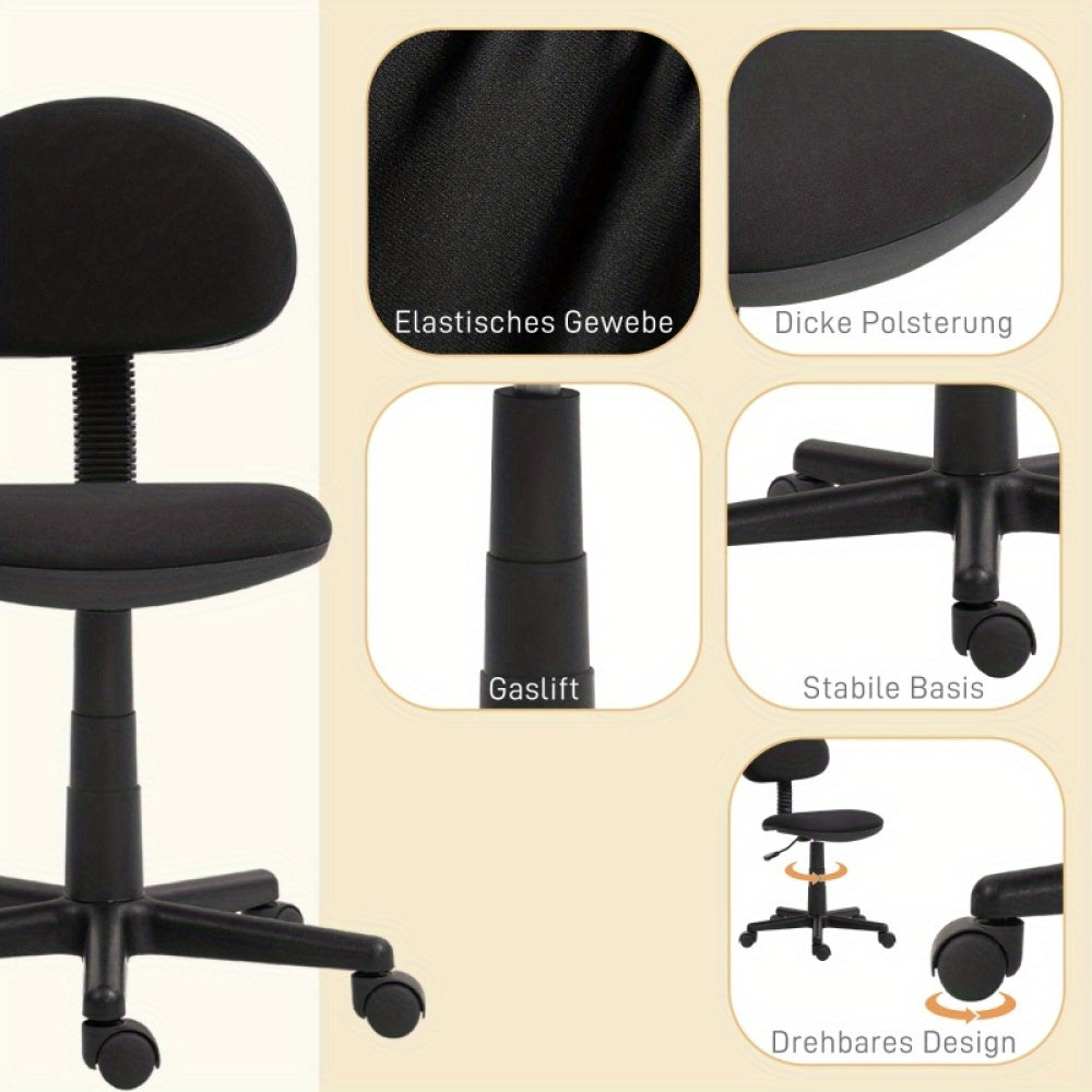 Bureaustoel – Ergonomische Stoel – Office Chair – Draaistoel – Computerstoel – Verstelbaar in Hoogte – Elastische Stof – Zwart – Comfortabele Zitervaring – Compact & Ruimtebesparend