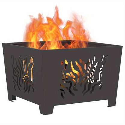 Vuurschaal – Vuurkorf – Tuinhaard – Terrasverwarmer – Buitenhaard – Zwart Staal – 60x60x40 cm – Inclusief Aansteker en Vonkontsteker