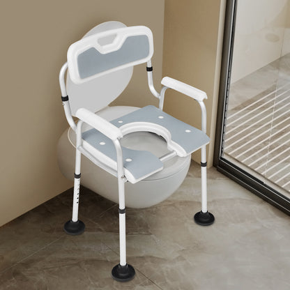 Douchekruk – Douchezitje – Douchestoel – Badkruk – Douchebankje – Verstelbaar 79-88 cm – Antislip Voetkussens Grijs
