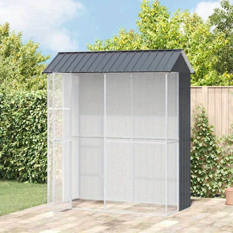 Buitenvolière – Vogelkooi – Vogelkooi Buiten – Vogelkooi Groot – Buitenren – Antraciet – Gegalvaniseerd Staal – Ruim 215x110x247 cm – Weerbestendig & Predatorbestendig