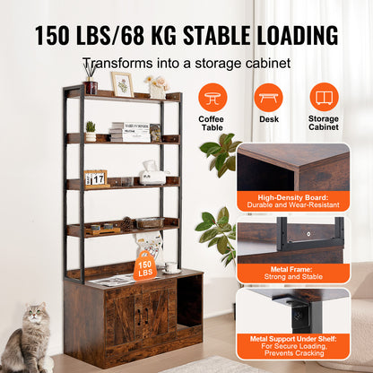 Kattenbak Kast – Kattenbak Meubel – Kattenbak Oplossing – Kattenbak Verstopper – Kattenbak Kabinet – Houten Kast Met Opbergruimte – Ventilatie En Krabmateriaal – Draagvermogen 68 Kg