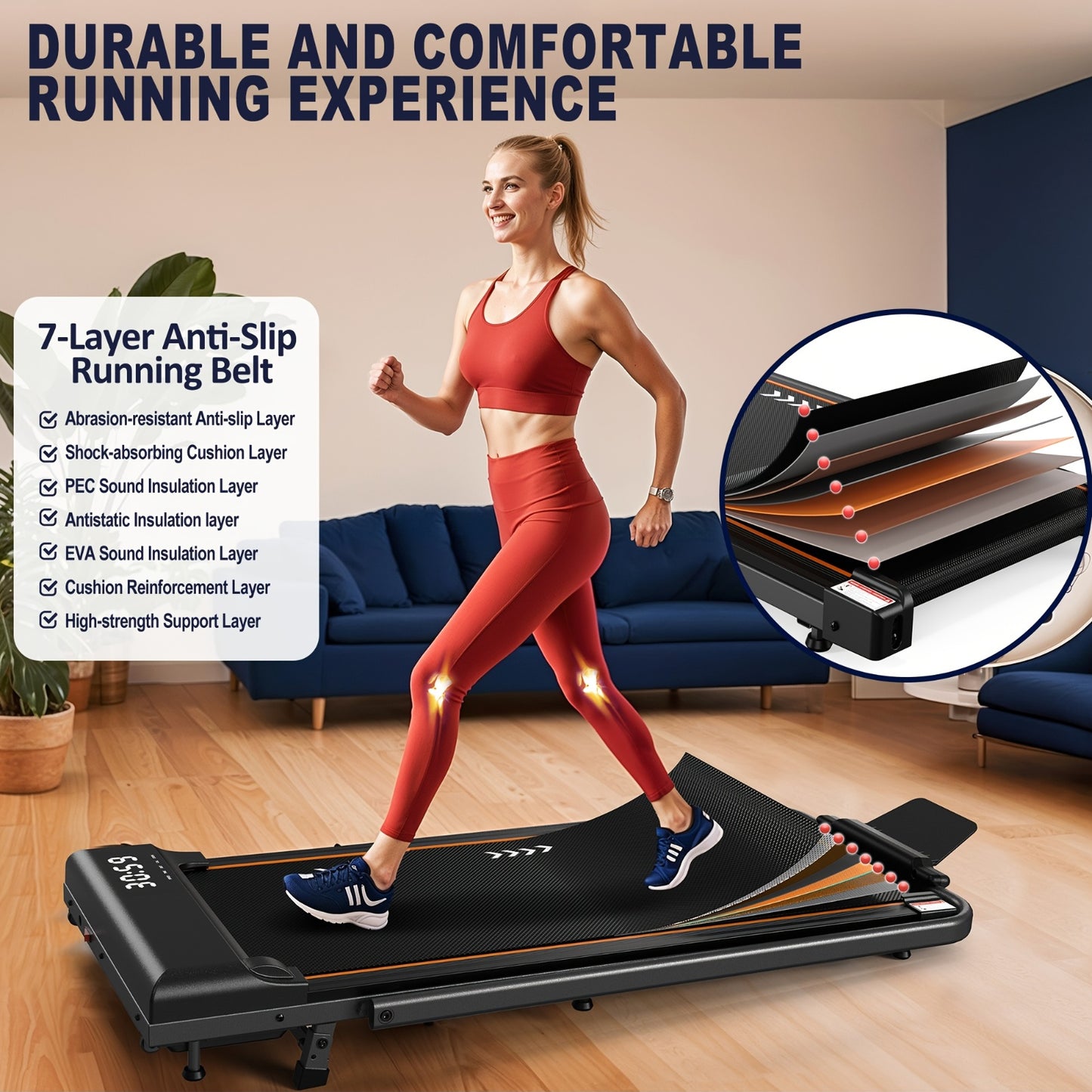 Loopband – Loopmat – Wandeltredmill – Fitnessmachine – Inklapbare Treadmill – Compact Ontwerp – 2,25 HP Motor – 7-Laags Schokdemping