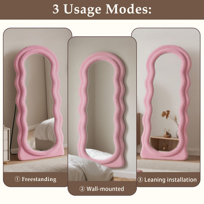 Vloerspiegel – Staande Spiegel – Passpiegel – Wandspiegel – Full Body Spiegel – Zwart Fluwelen Frame – Extra Groot Formaat – Organisch Irregular Design
