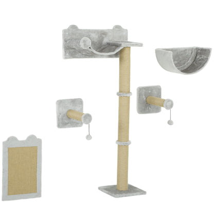 Wandklimset Kat – Muurklimset Katten – Krabpaal – Krabmat – Kattenmand – Lichtgrijs – Ruimtebesparend – Duurzaam Sisal