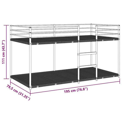 Stapelbed Zonder Matras – Hoogslaper – Kinderbed – Bunkbed – Halfhoogslaper – Stalen Frame – Wit – Afmeting 75x190 cm