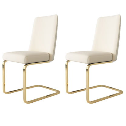 Eetkamerstoel – Kuipstoel – Woonkamerstoel – Loungestoel – Stoel – Velvet Bekleding – Gouden Metalen Poten – Diamond Design – Set Van 2 – Beige