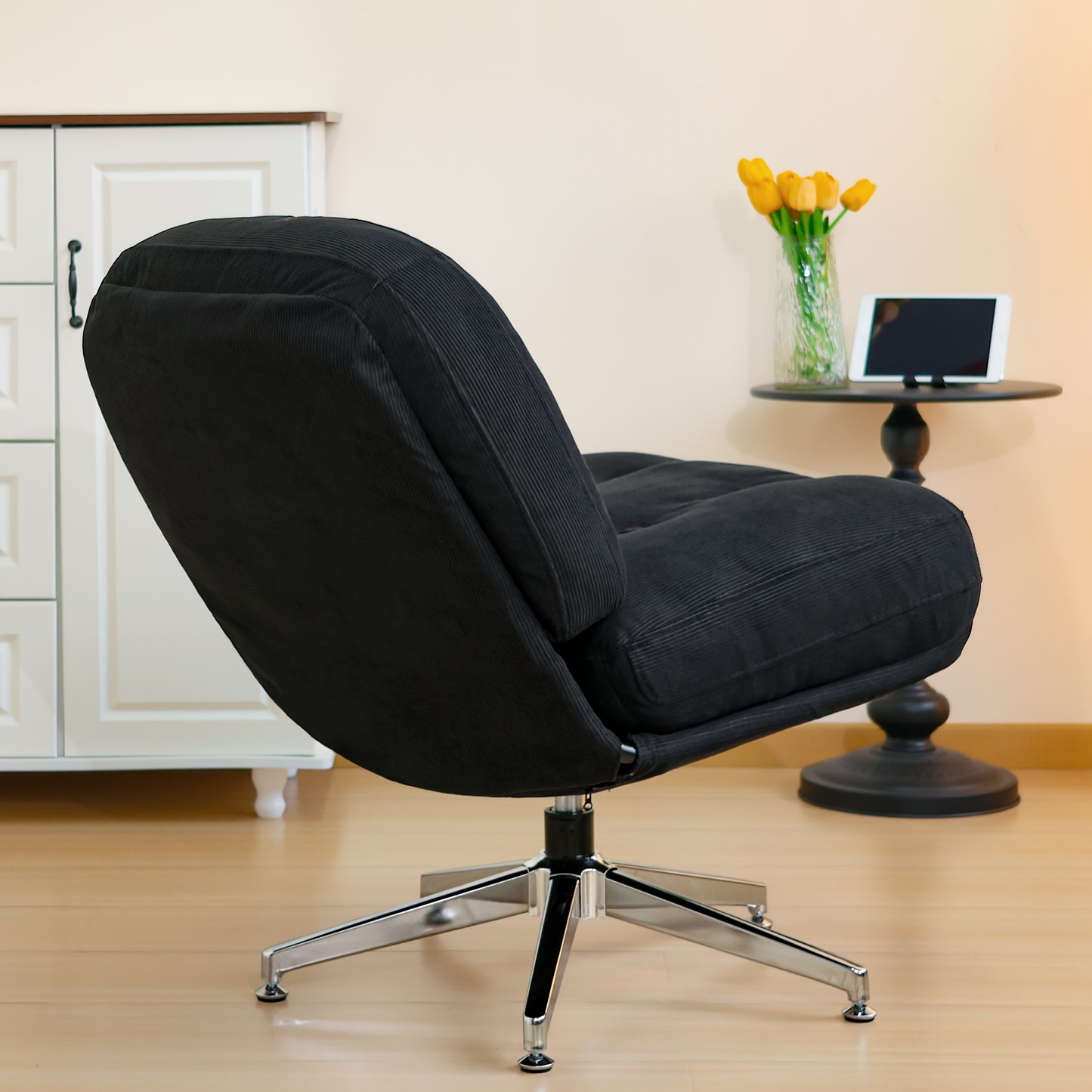 Draaifauteuil – Fauteuil – Lounge Stoel – Relaxstoel – Zithoek Stoel – Hardhouten Constructie – Draaibaar Zonder Elektriciteit – Compact & Makkelijk Schoon Te Maken