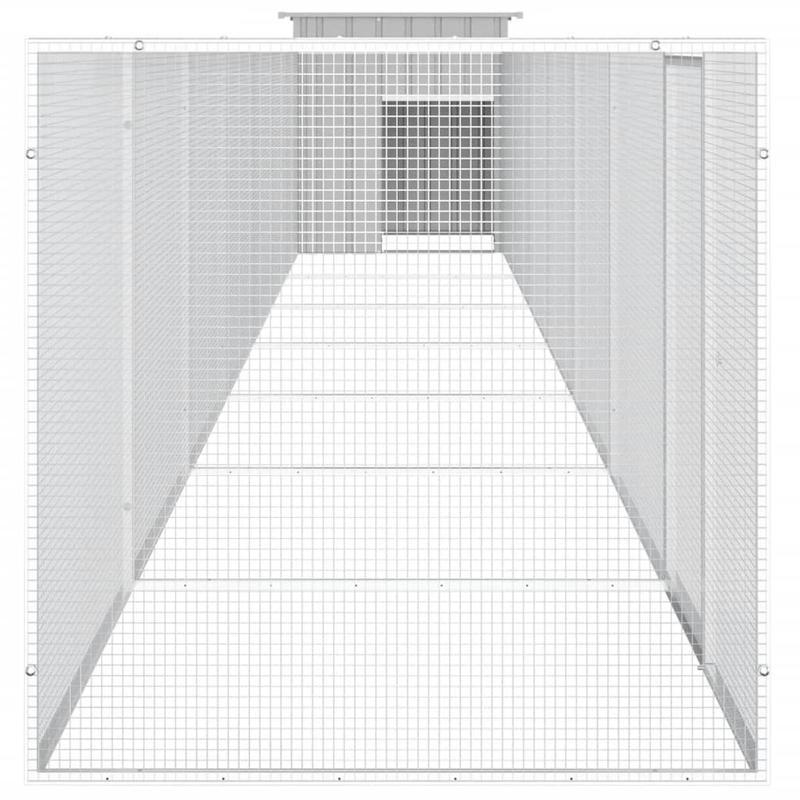 Kippenren – Kippenhok – Pluimveebehuizing – Kippenkooi – Hekwerk – Grijs – Gegalvaniseerd Staal – Extra Robuust – Ruim 700x91x100 cm