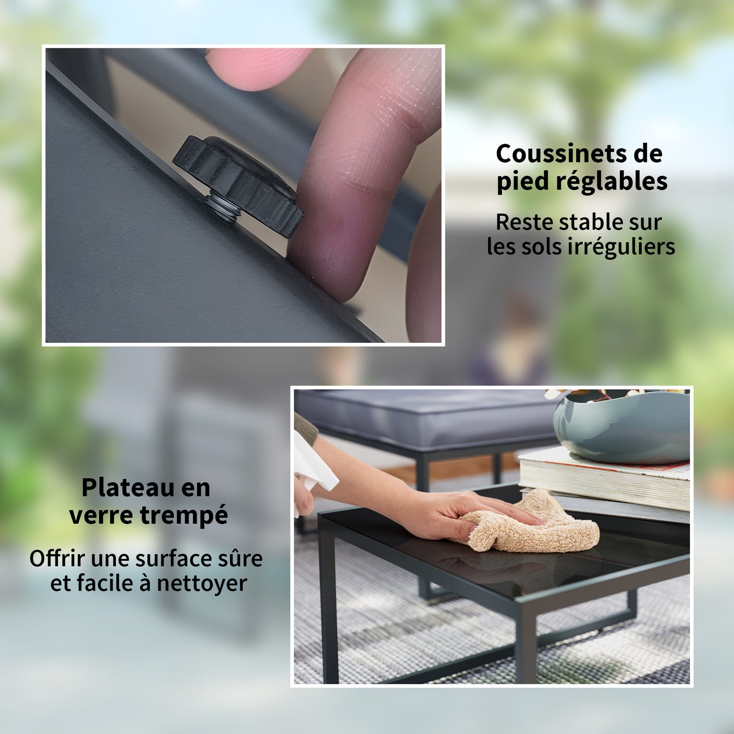 4-delige Modular Tuinmeubelset – Tuinbank – Tuinstoelen – Loungeset – Balkonmeubels – Grijs – Met Zonneluifel – Veilig Gehard Glas Tafelblad