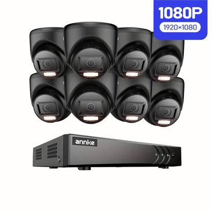 16-kanaals Beveiligingssysteem – Camerasysteem – CCTV Set – Surveillance Kit – 8 Slimme 1080P Camera’s – AI Mens- en Voertuigherkenning – Nachtzicht Tot 20 Meter