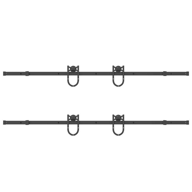 Schuifdeur Set – Schuifdeursysteem – Kamerverdeler – Afscheidingsdeur – Binnendeur Schuifdeur – 200 cm Stalen Rail – Matzwarte Industriele Afwerking